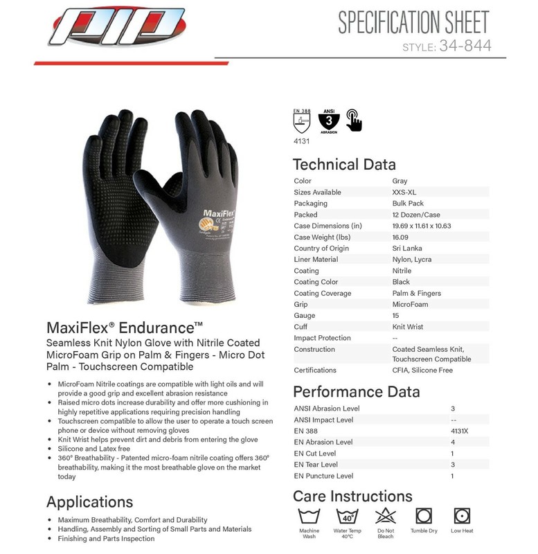 3 PR 34-844 MaxiFlex Nitrile Grip Foam Dotted Palm Coated PROTECTIVE WORK GLOVES gallery