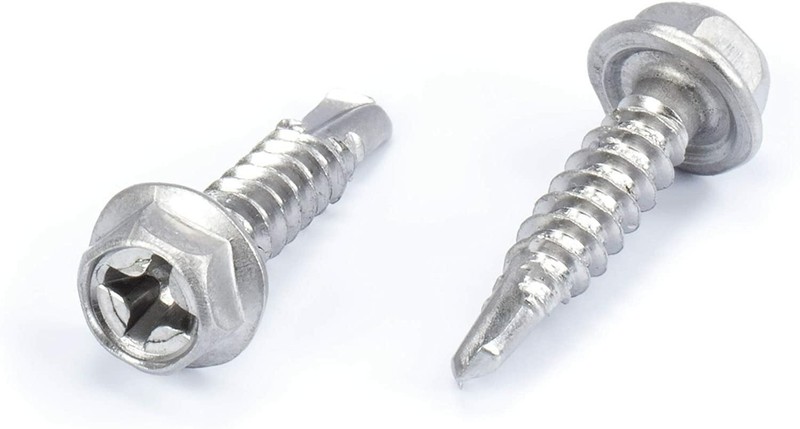 100pc Stainless Steel Self Drilling Tapping Screws #8 x 3/4″ Hex and Phillips