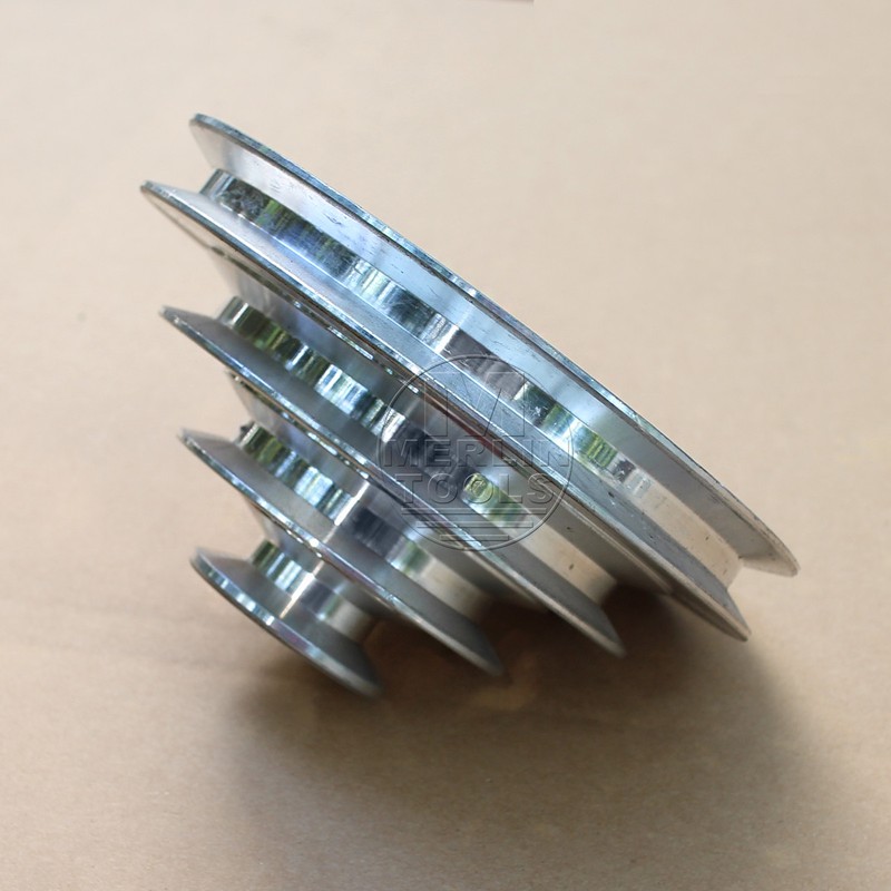 OD 130mm, 4 Step Pulley 16mm Bore for 1/2" = 12.7mm Belt width - Cast Aluminum gallery