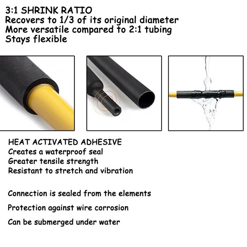 Heat Shrink Tubing Tube Dual Wall 3:1 Marine Adhesive Glue Lined Clear gallery