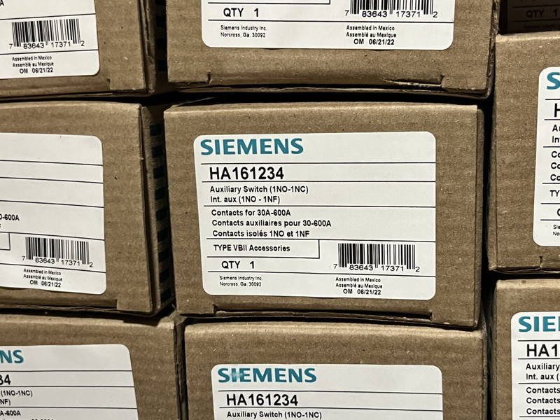 Siemens HA161234 Auxiliary Switch 30-600A 600V 1NO-1NC NEW IN BOX