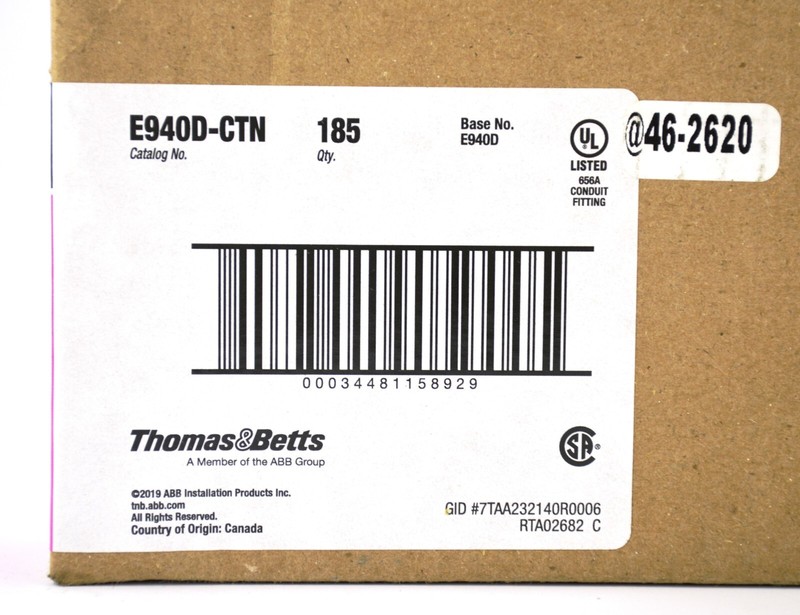 185 ea THOMAS & BETTS E940D CARLON 1/2" PVC CONDUIT COUPLINGS, FREE SHIPPING gallery