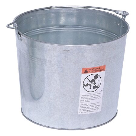 Zoro Select Bkt-Gal-500 5 Gal Round Tapered Bucket, Silver, Steel