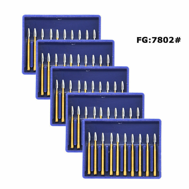 50 Pcs Dental Bullet Type Carbide High-Speed Burs FG 7802 Trimming & Finishing