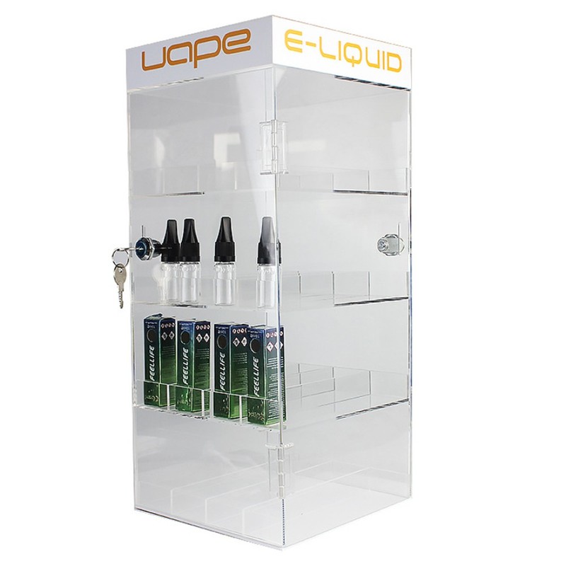 NEW! ACRYLIC LOCKING DISPLAY CASE – RETAIL STORE DISPLAY – JUICE BOTTLE CABINET
