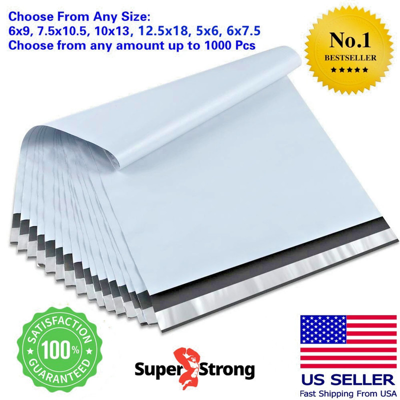 POLY MAILERS Envelopes Self Sealing Plastic Mailing Bags Size 6×9 7.5×10.5 10×13