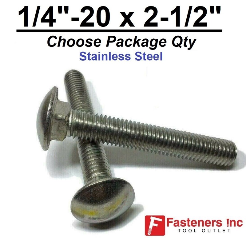 1/4-20 x 2-1/2″ Stainless Steel Round Head Carriage Bolt «Coach Screws»