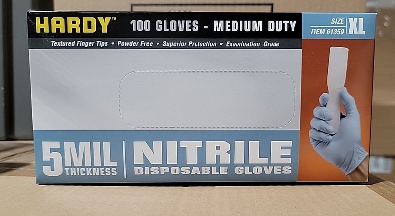Hardy 61359 XL Nitrile Gloves 5 MIL Powder Free Medium Duty Disposable Cs/10 Bx gallery