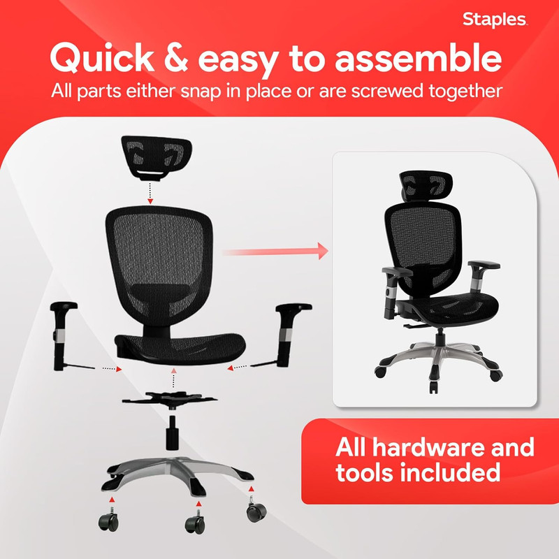 Hyken Ergonomic Task Chair, Mesh, Ergonomic, Lumbar Support, Swivel, Black gallery