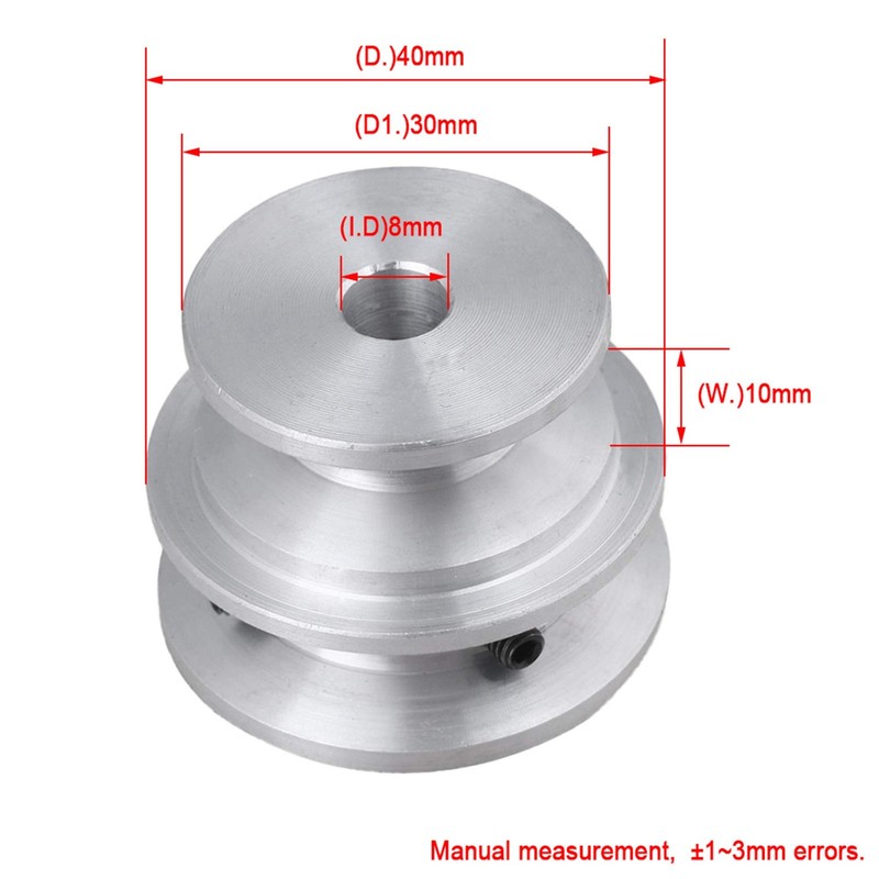 40x30x8MM Silver Aluminum 2-Step Groove Fixed Bore Pulley with Wrench for Mot... gallery