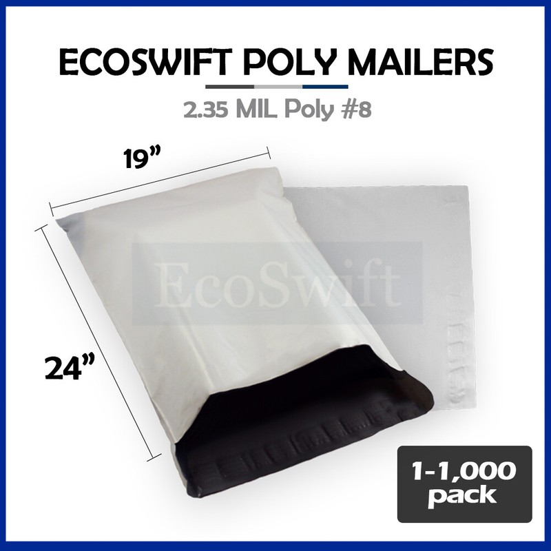 1-1000 19 x 24 «EcoSwift» Poly Mailers Envelopes Plastic Shipping Bags 2.35 MIL