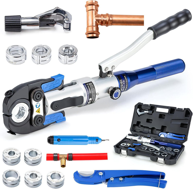 Hydraulic Copper Pipe Tube Fittings Crimping Tools with 1/2″,3/4″ and 1″ Dies fo