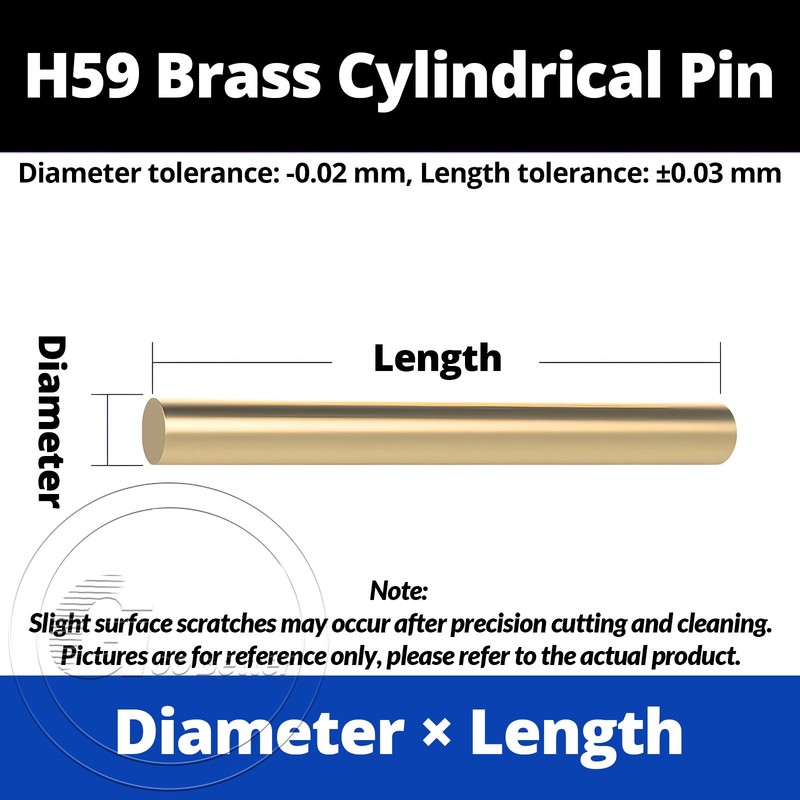 Ø 1mm 1.5mm 2mm 2.5mm 3mm - 6mm Metric Solid Brass Dowel Pins 2mm-15mm Length gallery