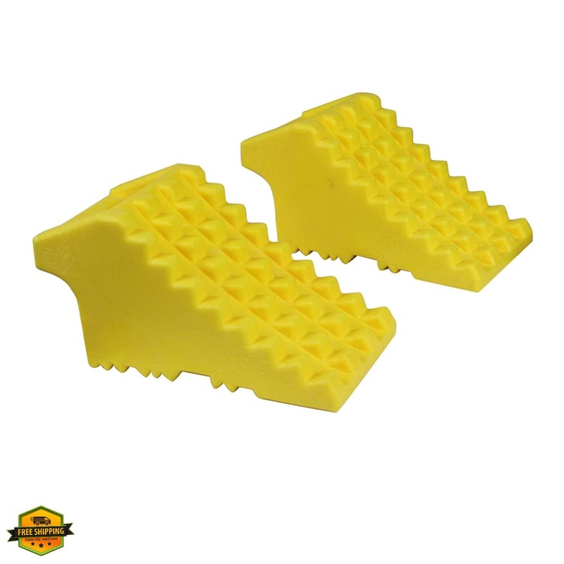High Visibility Poly Foam Wheel Chock 2-Pack | 8″ x 4″ x 4″ Lightweight Tire …
