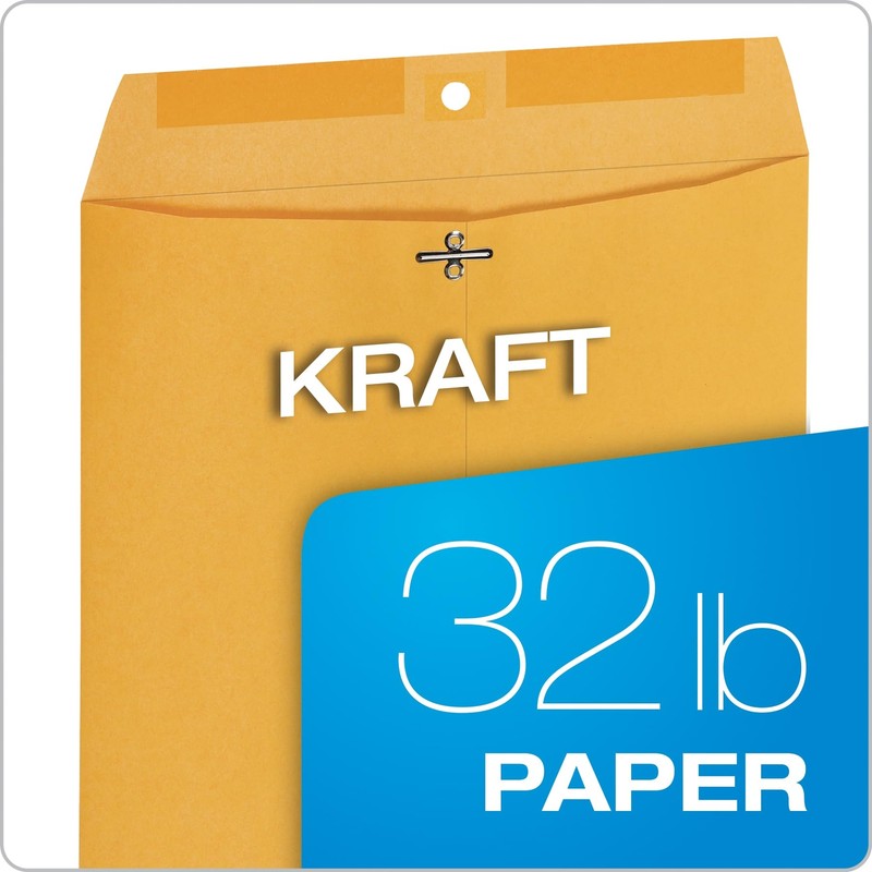 10 x 13 Clasp Envelopes Heavy 32 lb Brown Kraft Gummed Flap 100/Box (QUA gallery