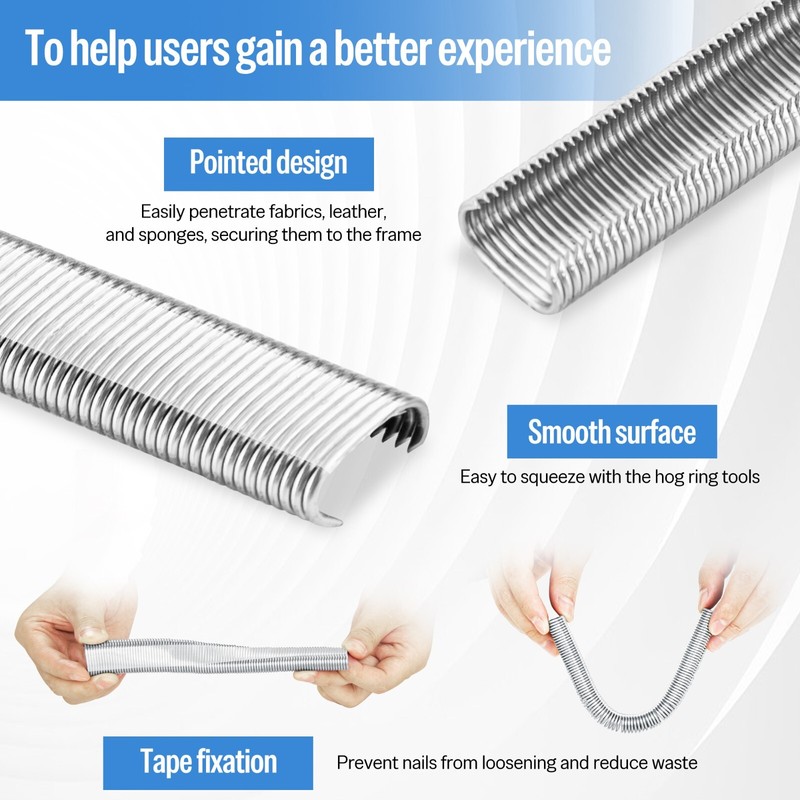 2,000 PCS meite 15 Gauge 3/4" Crown C Hog Ring Staples Gal./304 Stainless Steel gallery