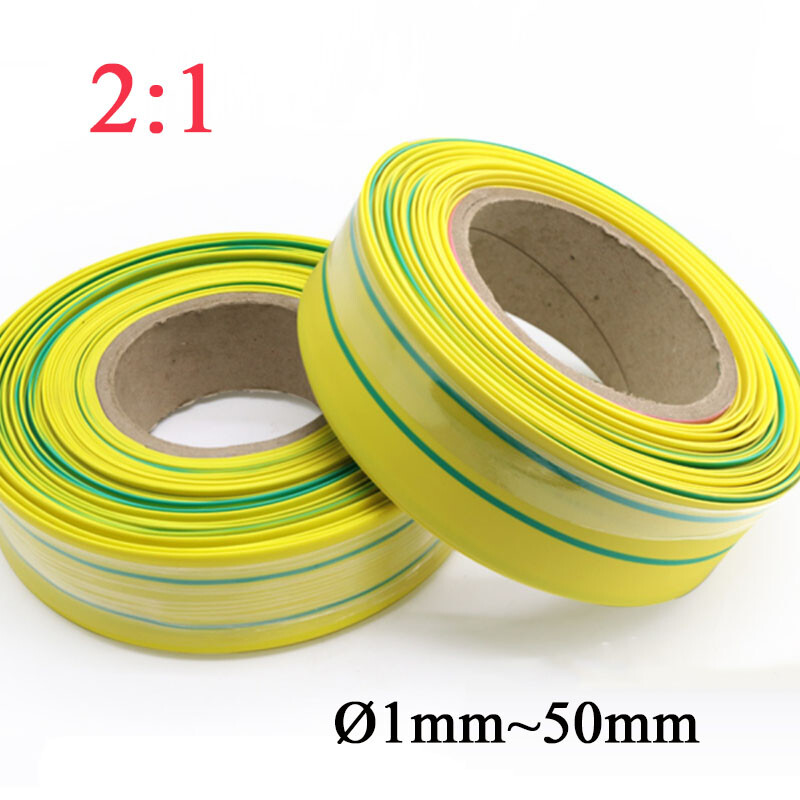2:1 Heat Shrink Tubing Industrial Heat Shrinkable Sleeving Yellow-Green Ø1~50mm