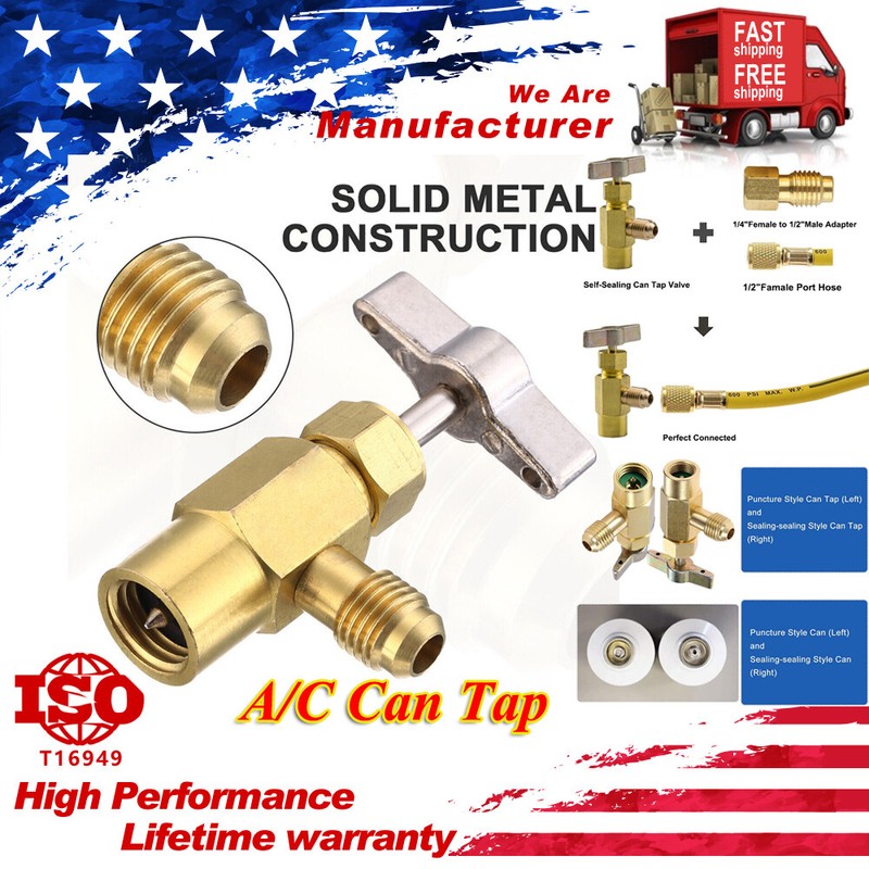 Self-Sealing A/C AC Can Tap Freon Puncture Style Tapper Adapter Dispensing Valve