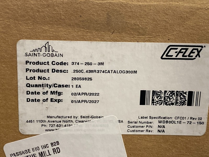 Saint-Gobain Translucent C-Flex TPE Tubing 1/4" x 7/16" x 300' 374-250-3M gallery