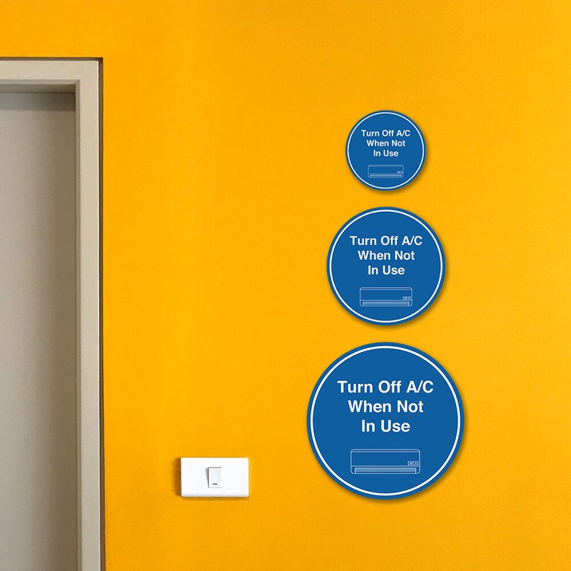 Signs ByLITA Circle Turn Off A/C When Not In Use Wall or Door Sign gallery