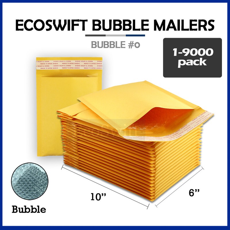 1-9000 #0 6×10 «EcoSwift» Kraft Bubble Mailers Padded Envelope Bags 6″ x 10″