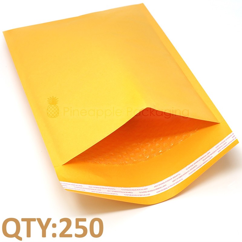 250 pcs #000 Kraft Bubble Mailer 4×8 Padded Envelopes Shipping Packaging