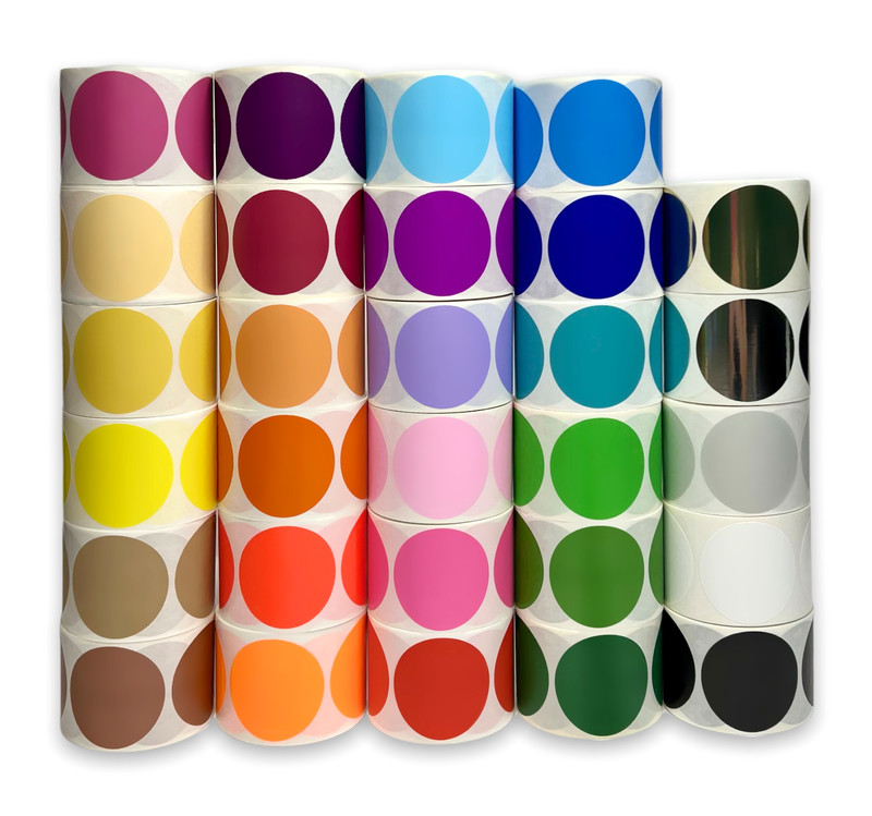 Blank 1″ Round Inventory Labels Color Coding Coded Dots 1000/Roll (Choose Color)