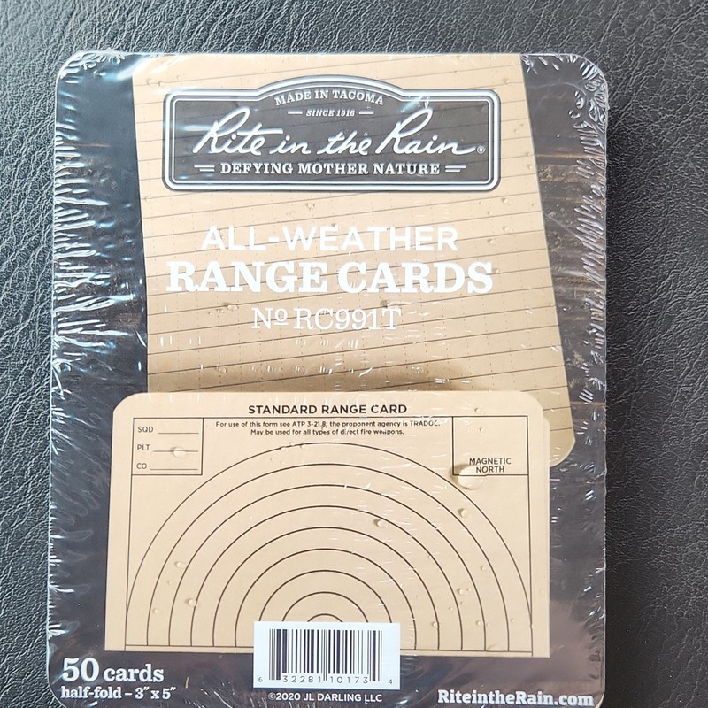 Rite in the Rain All-Weather Range Cards No. RC991T Half-Fold 3 x 5 in