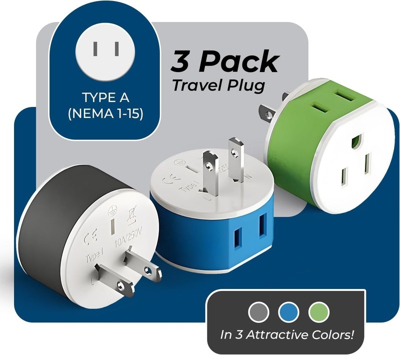Japan Philippines Power Plug Adapter with 2 USA Inputs - Travel 3 Pack - Type gallery
