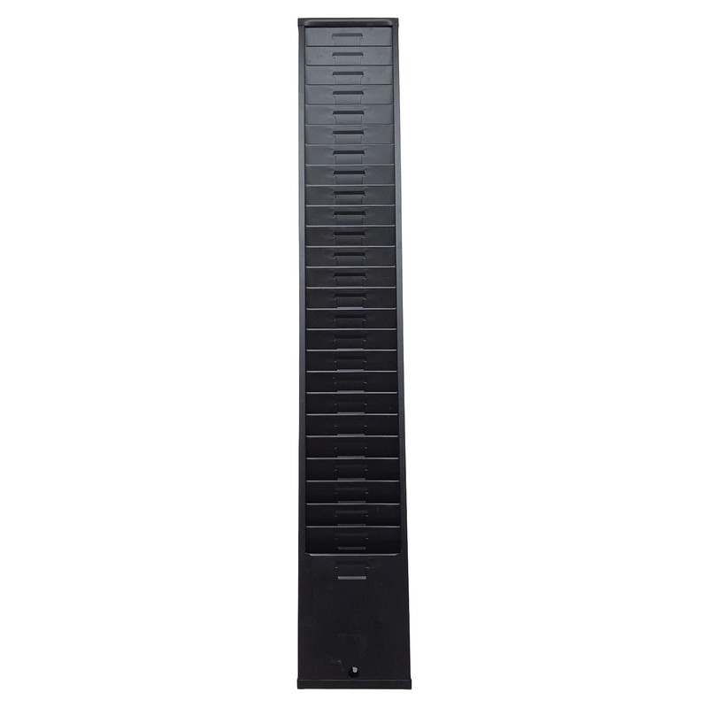 Wall Mount Employee Time Punch Card Holder, 25-Slots, Black, Steel, 5in x 31in