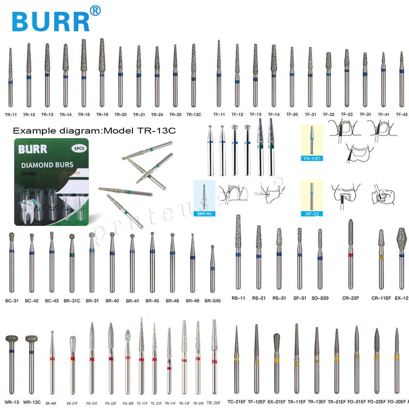 100 piezas Burr fresas de diamante salees FG medio 1,6mm Kit FG1.6MM gallery