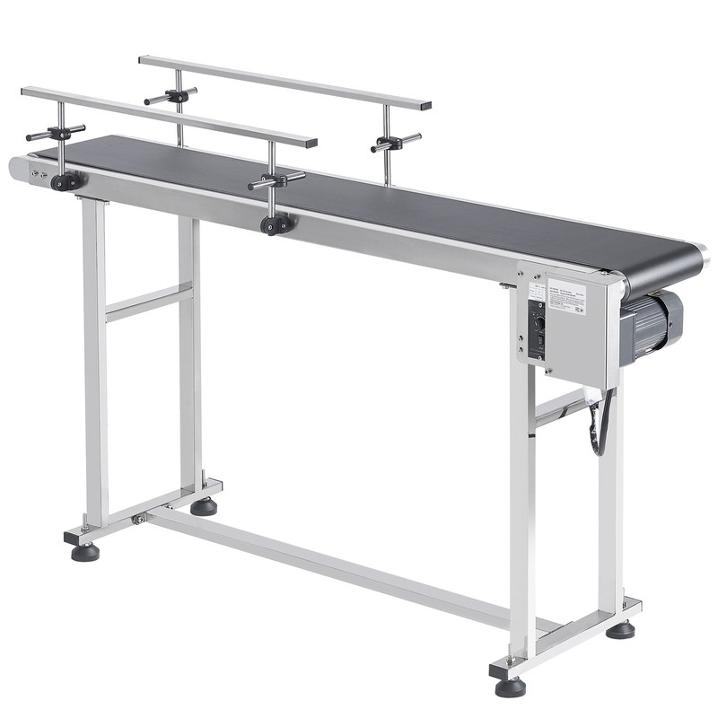 VEVOR Belt Conveyor PVC Stainless Steel Belt Conveyor 59"x7.8" Double Guardrail gallery