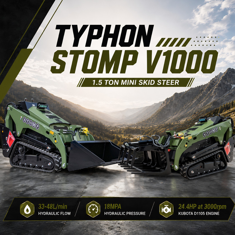 TYPHON STOMP V1000 1.5Ton Skid Steer Loader Kubota D1105 w Grapple and Bucket gallery