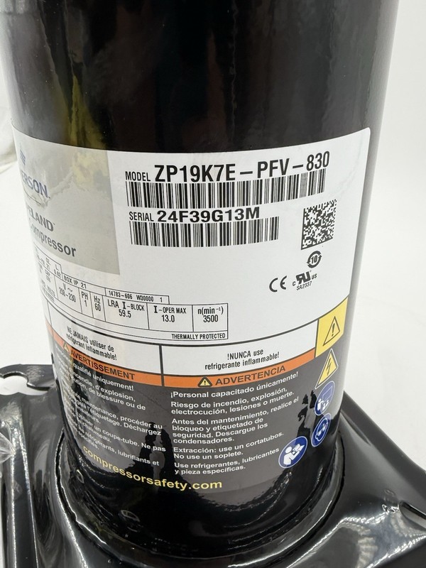 Emerson Copeland Compressor ZP19K7E-PFV-830/ ZP19K6E-PFV-130 19,000 BTU R410A gallery
