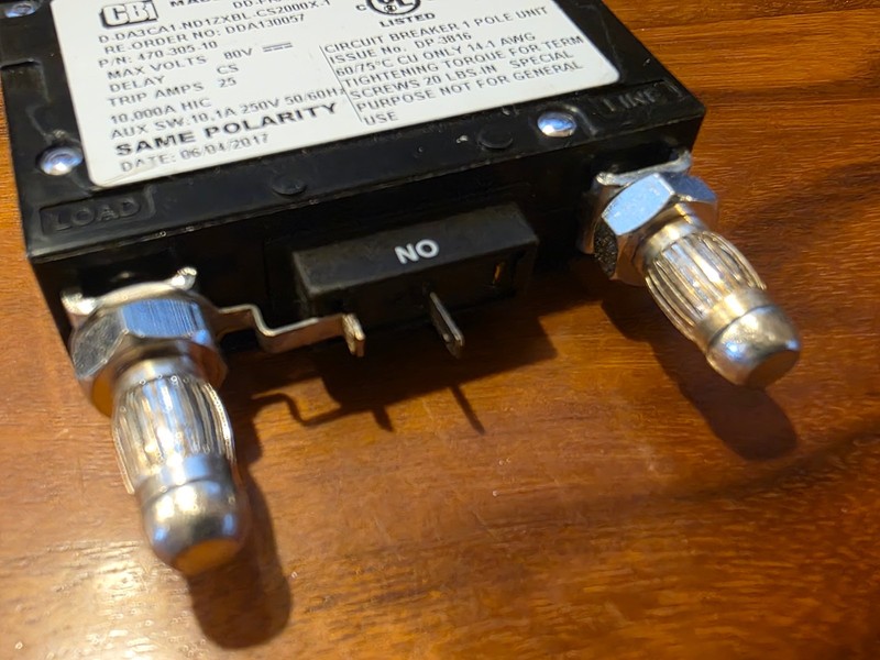 CBI Circuit Breaker, 470-305-10 25A, 80VDC, Bullet Style (NOS) gallery