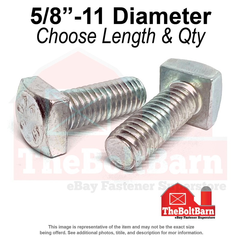 5/8″ Square Head Bolts Grade A307 Zinc Clear (Choose Length & Qty)