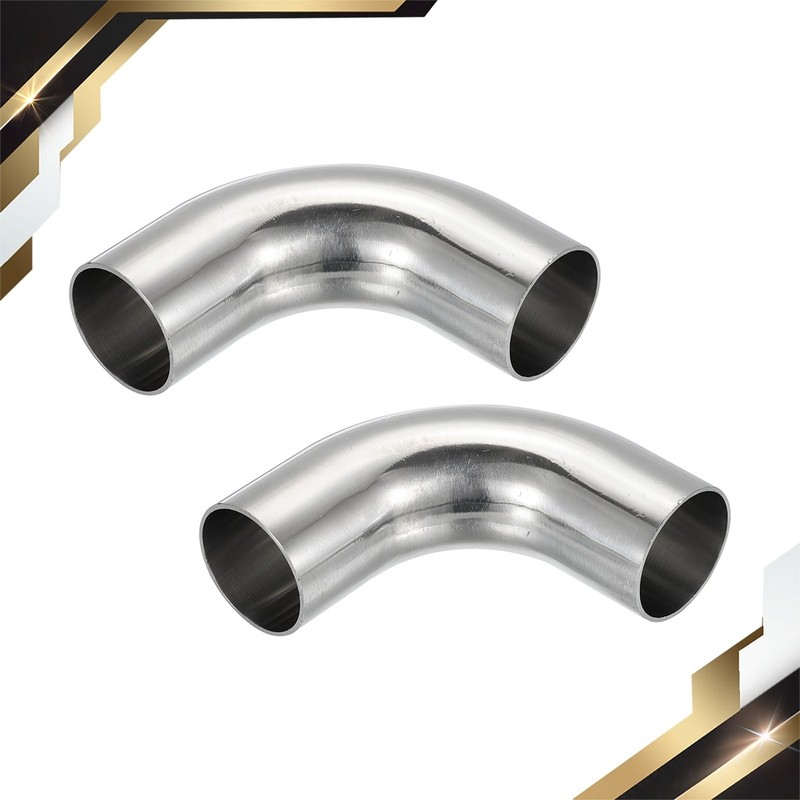 2pcs 90 Degree Mandrel Bend Elbow 1 1/2 Inch OD Exhaust Connector 304 Stainless