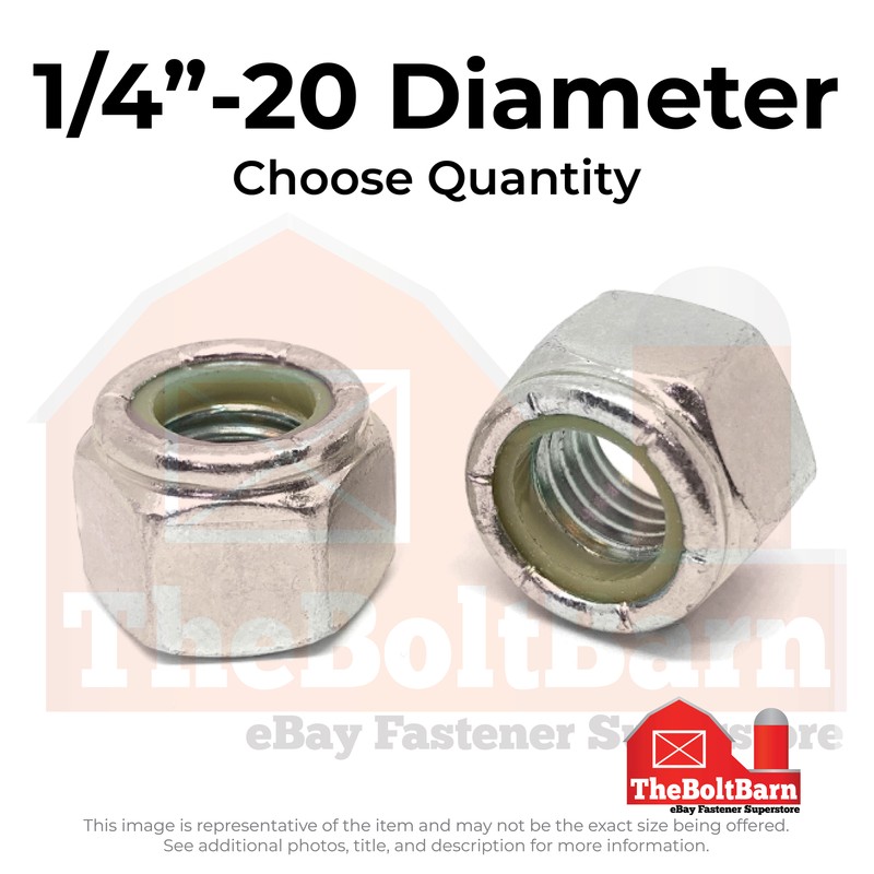 1/4″-20 316 Stainless Steel Nylon Insert Lock Nuts (Pick Quantity)