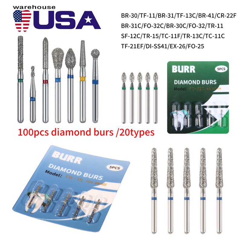 100x Brocas de fresa de diamante para dentista dental Taladro FG 1,6 mm gallery