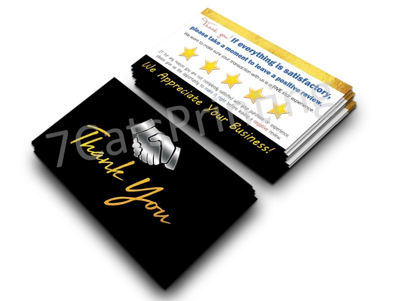 for eBay Seller Thank You Cards Notes For Your Order Black Gold Five Stars gallery