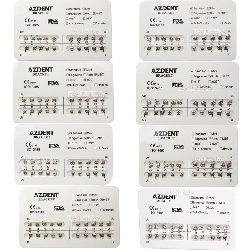 Dental Orthodontic Metal Bracket Braces Mini Standard Roth MBT 018 022 Hooks 345