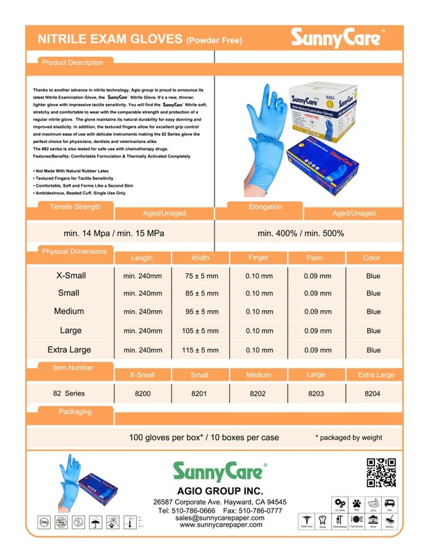 1000 SunnyCare #8202 Nitrile Exam Gloves Chemo-Rated (Powder Free Vinyl Latex) M gallery