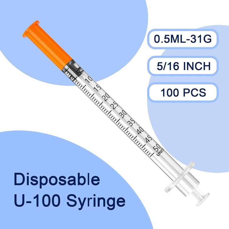 100-Pack 0.5ml 31G Syringes - Sterile Packaging gallery