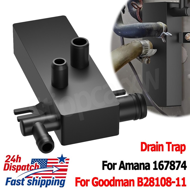 For GOODMAN B28108-11 AMANA 167874 Drain Trap Fits Air Conditioner Furnace Black