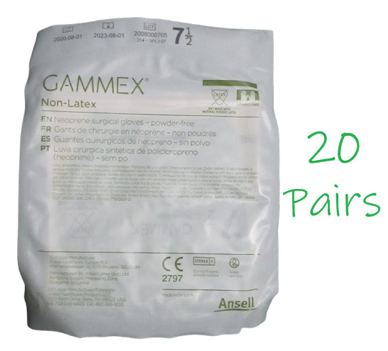 20 – Gammex Sterile Non-Latex Neoprene Powder-Free Surgical Gloves Sz 7.5