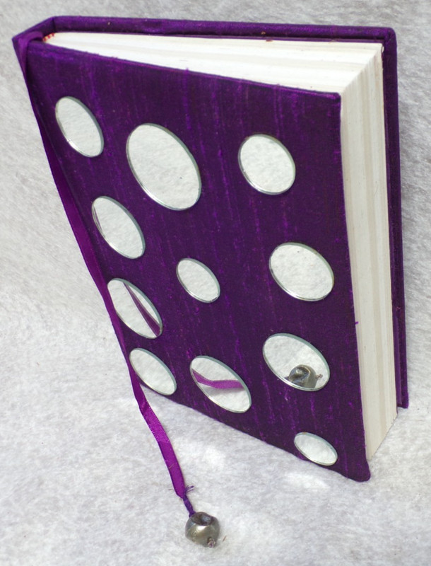 JOURNAL DIARY PURPLE FELT COVER BOOK HANDMADE PAPER GOLD STRING INLAY STATIONERY