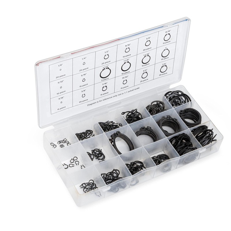 50458A Snap Ring Shop Assortment | 300 Piece Retaining Ring Set | 18 Sizes (1…