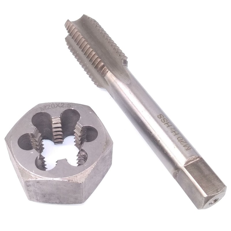 US Stock HSS M20 x 2.5mm Tap & 20x2.5mm Hexagon Die Metric Thread Right Hand Set gallery