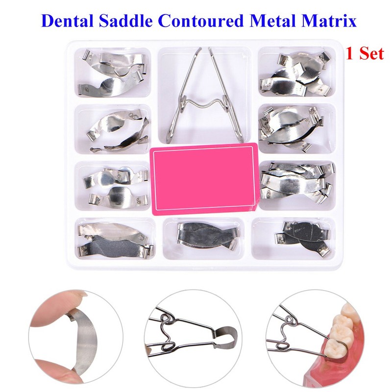 New Dental Saddle Contoured Metal Matrices Matrix 36pcs/1 set with Springclip
