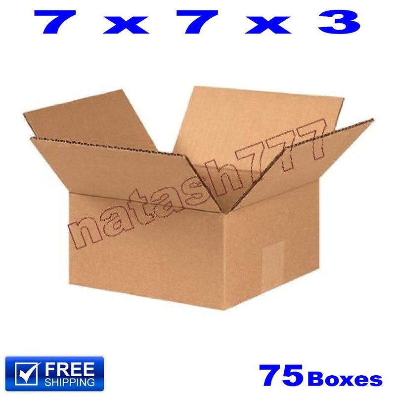 75 – 7x7x3 Cardboard Boxes 32ECT Mailing Packing Shipping Corrugated Carton
